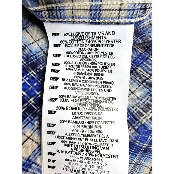 5.11 Tactical Size Large Men Blue White Check Pocket Logo Tag Short Sleeve Shirt - Picture 9 of 13